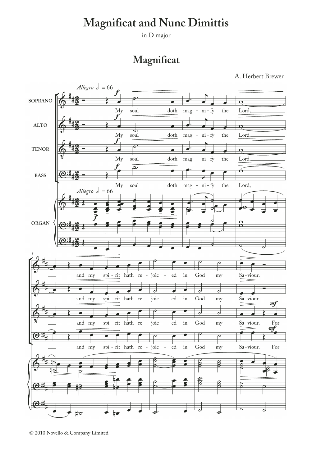 Herbert Brewer Magnificat And Nunc Dimittis In D Sheet Music