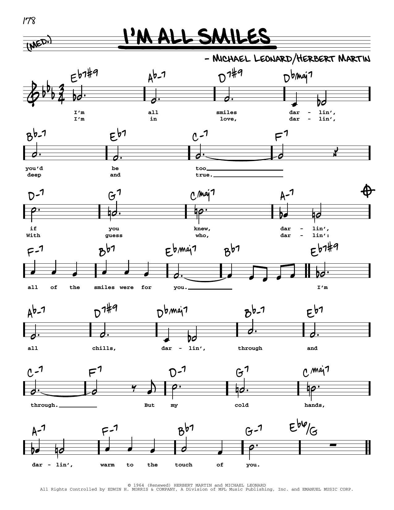 Herbert Martin and Michael Leonard I'm All Smiles (High Voice) (from The Yearling) Sheet Music