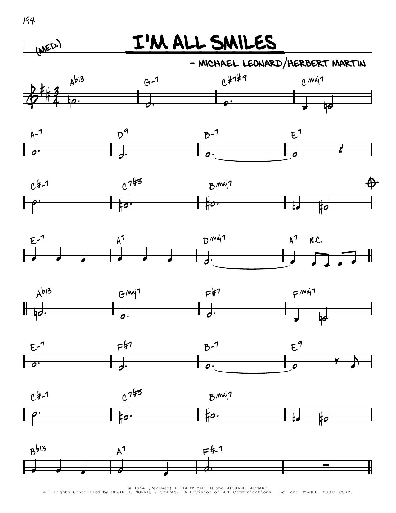Herbert Martin and Michael Leonard I'm All Smiles [Reharmonized version] (from The Yearling) (arr. Jack Grassel) Sheet Music