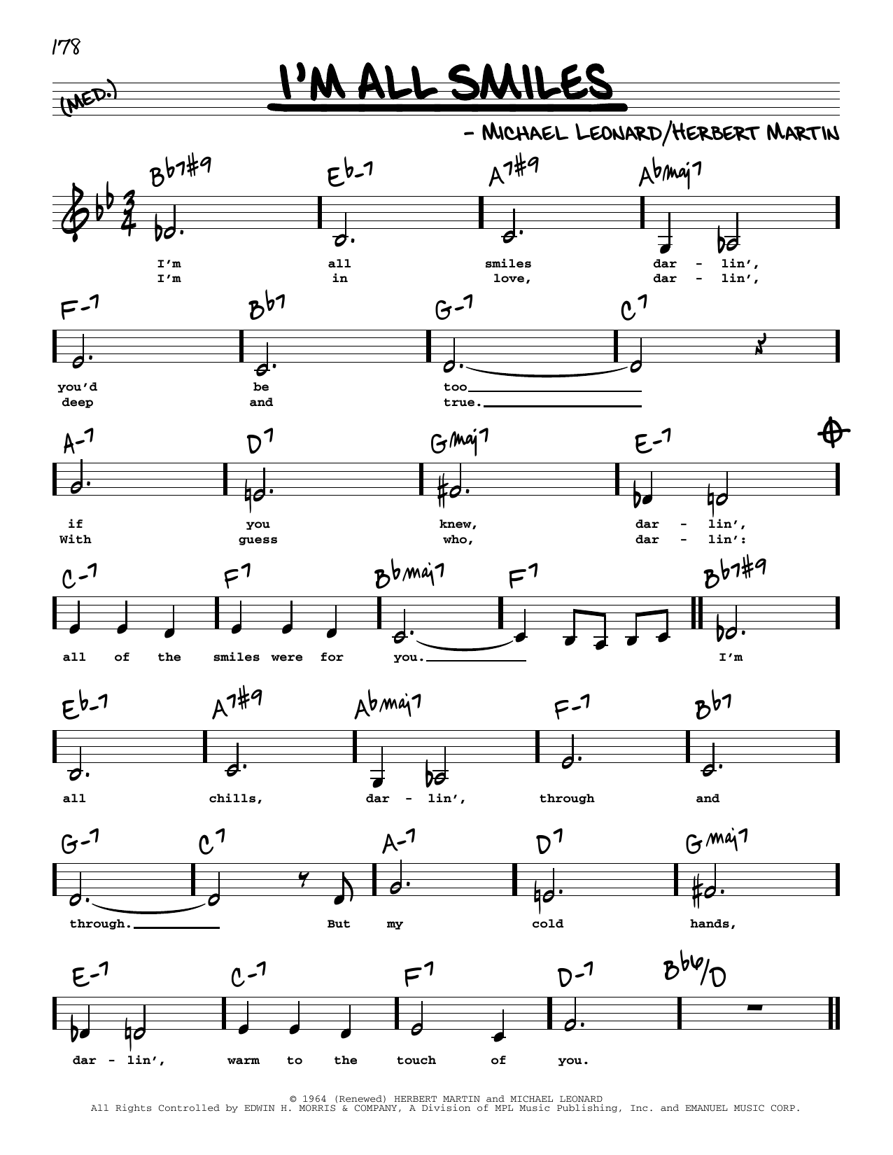 Herbert Martin I'm All Smiles (Low Voice) Sheet Music