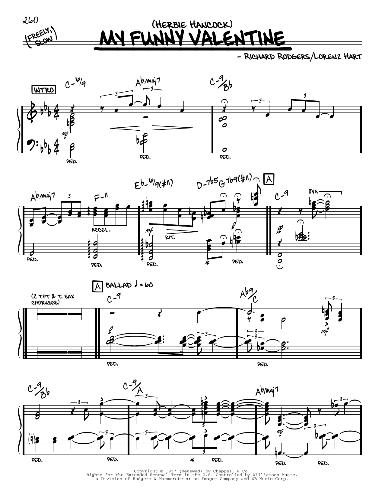 Herbie Hancock My Funny Valentine (solo only) Sheet Music