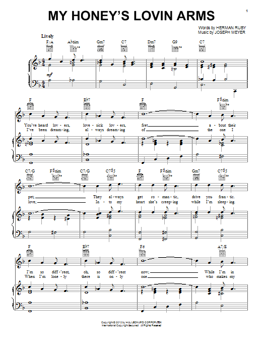 Herman Ruby My Honey's Loving Arms Sheet Music