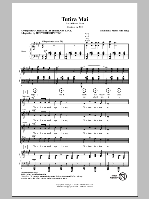 Herrington Tutira Mai (We Stand As One) Sheet Music