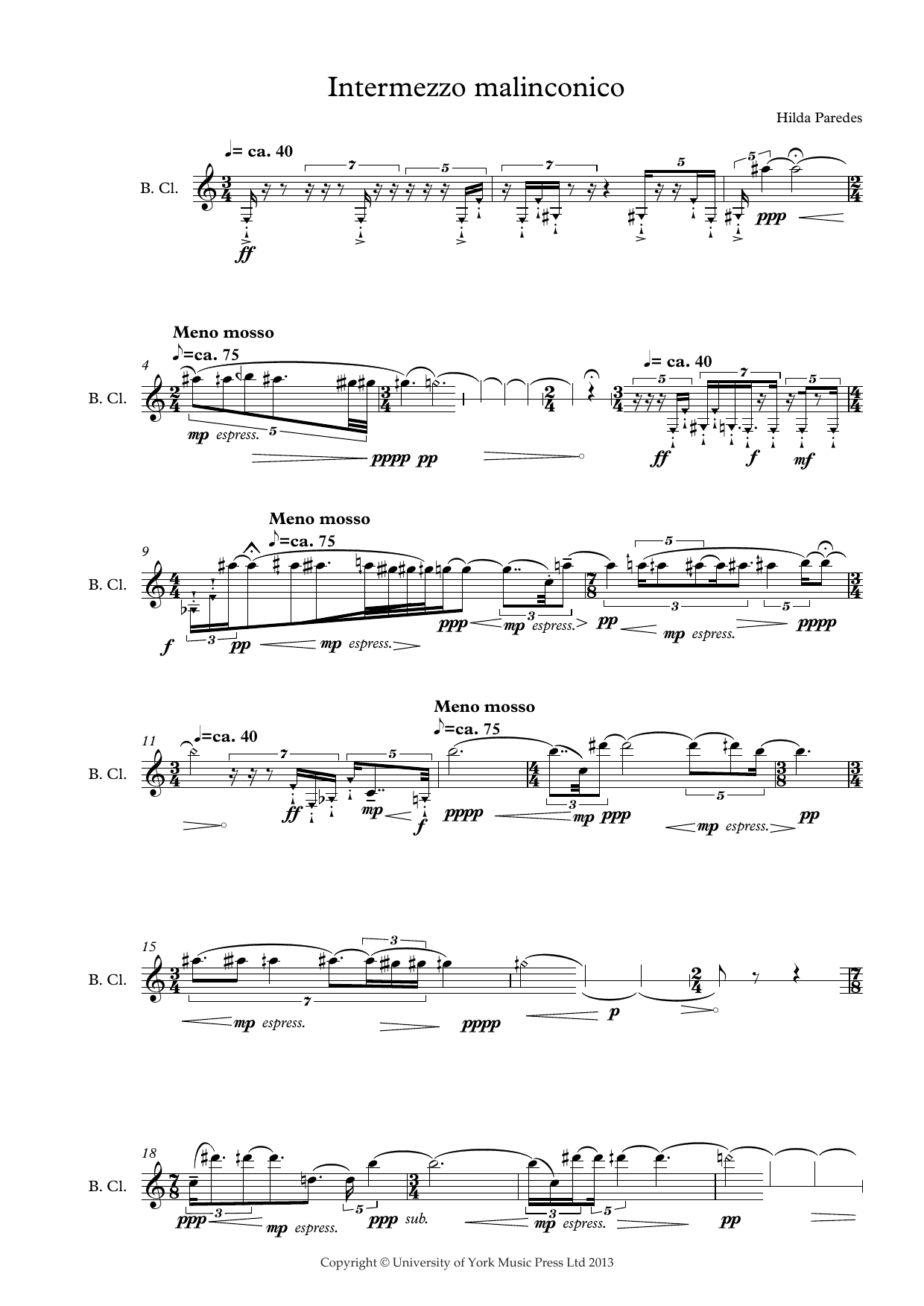 Hilda Paredes Intermezzo Malinconico Sheet Music
