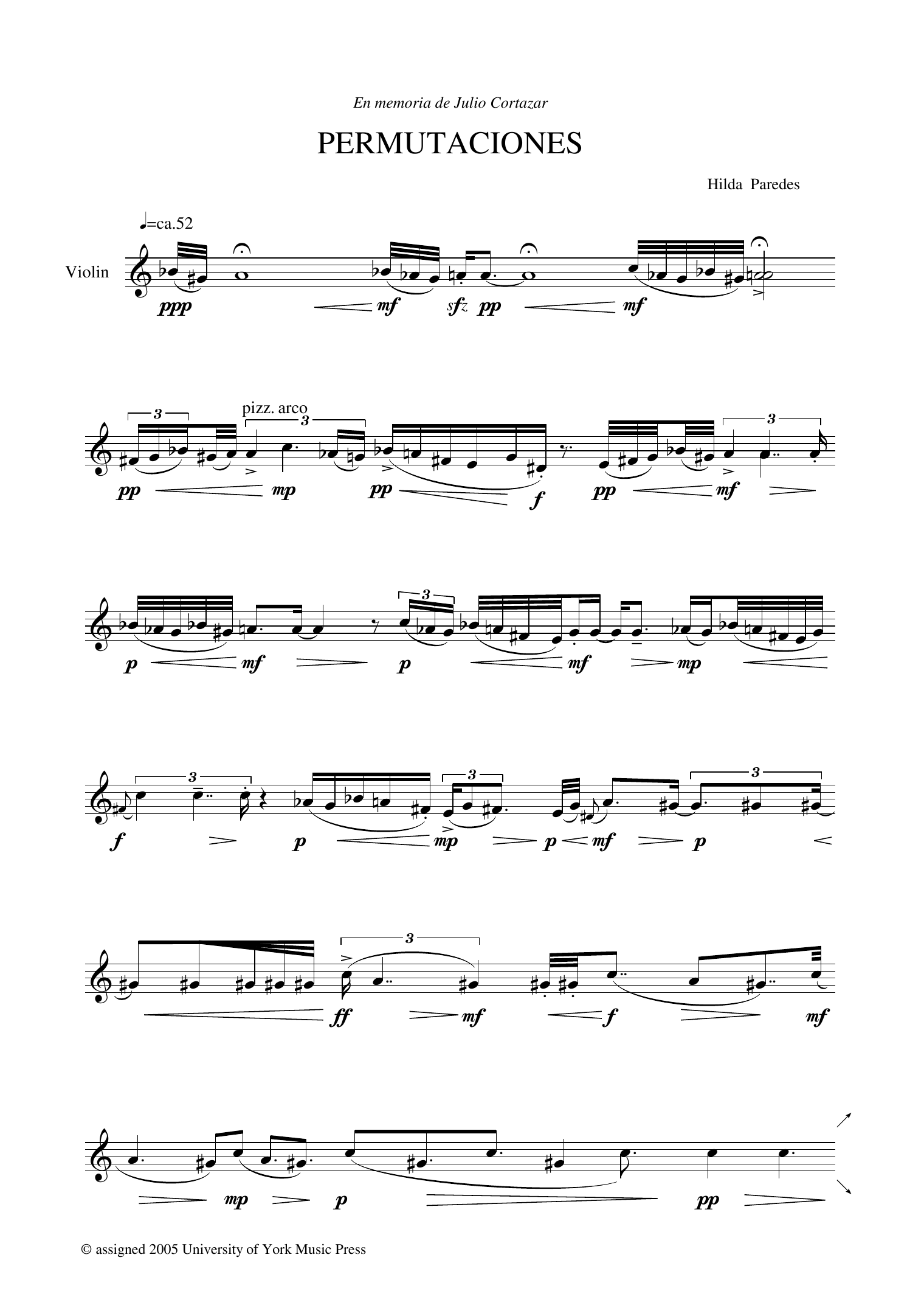 Hilda Paredes Permutaciones Sheet Music