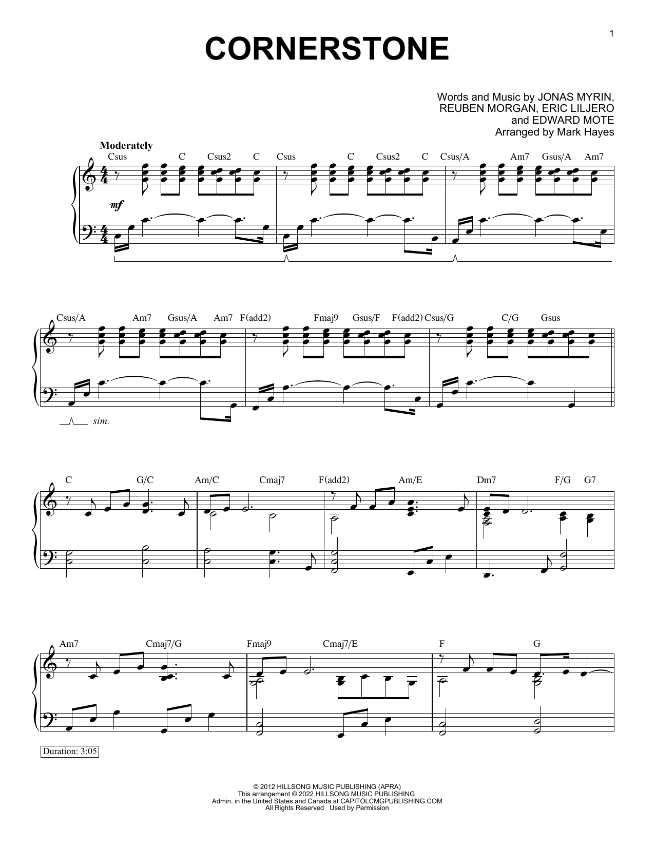 Hillsong Live Cornerstone (arr. Mark Hayes) Sheet Music