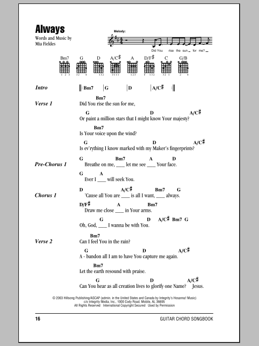Hillsong United Always Sheet Music