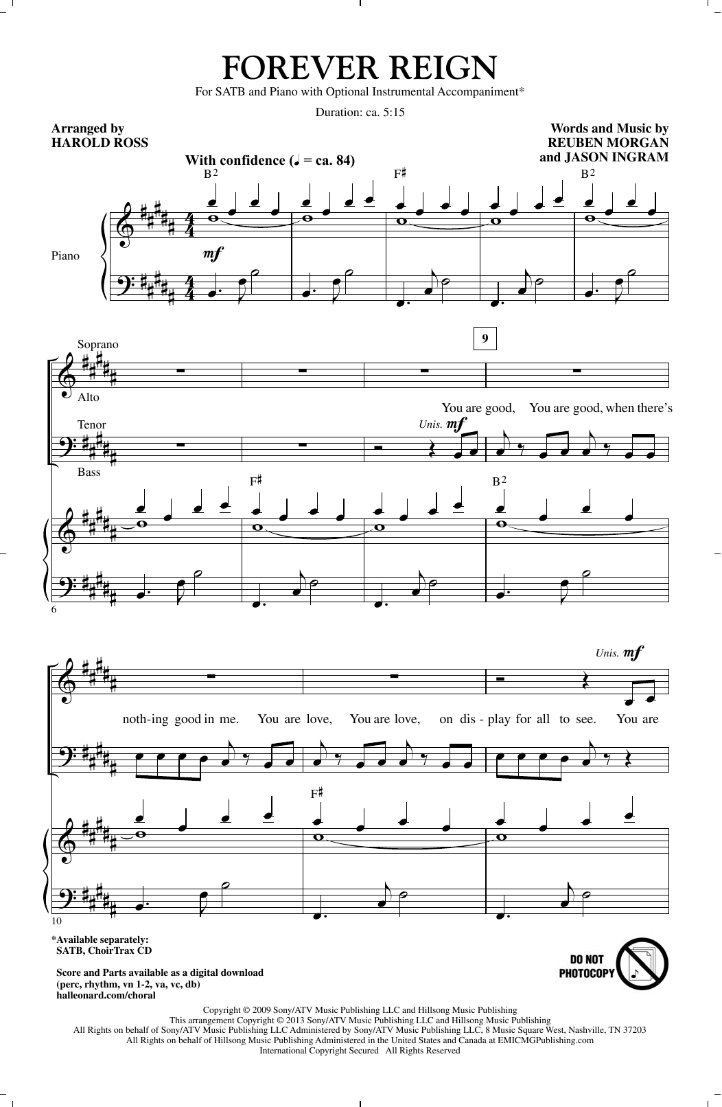 Hillsong United Forever Reign (arr. Harold Ross) Sheet Music