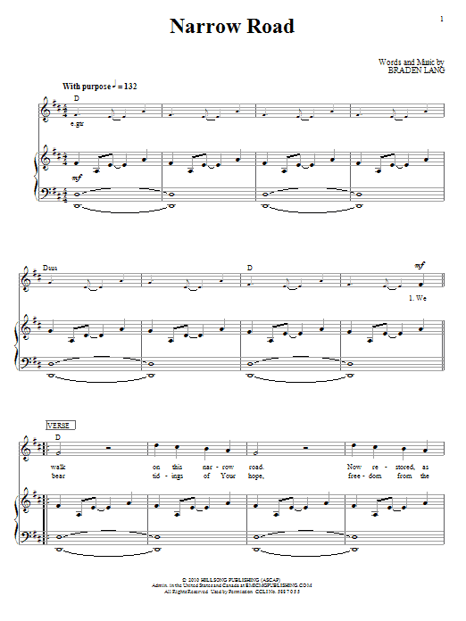 Hillsong United Narrow Road Sheet Music
