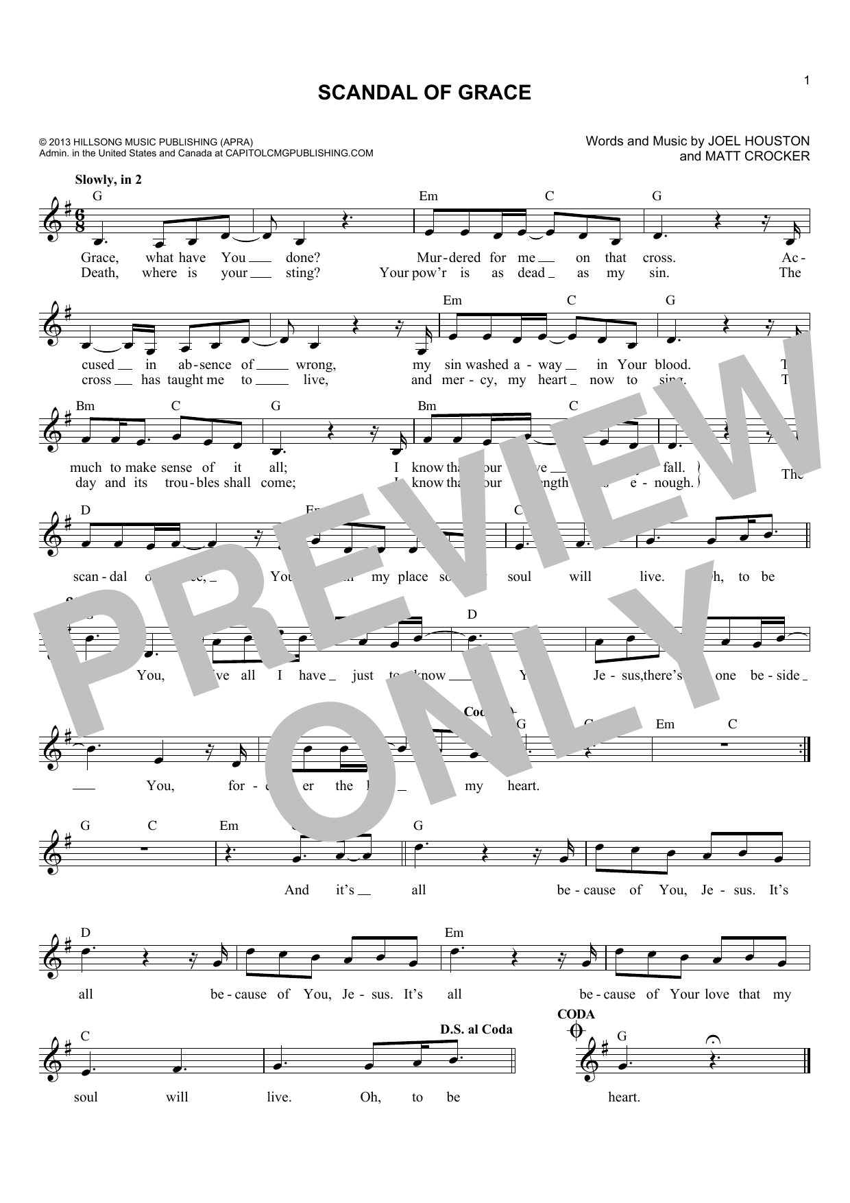 Hillsong United Scandal Of Grace Sheet Music