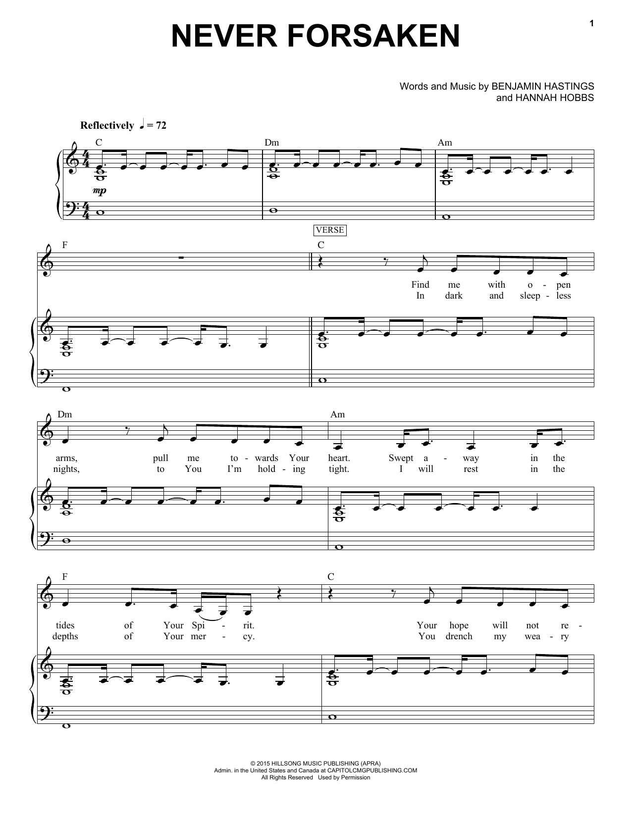 Hillsong Worship Never Forsaken Sheet Music