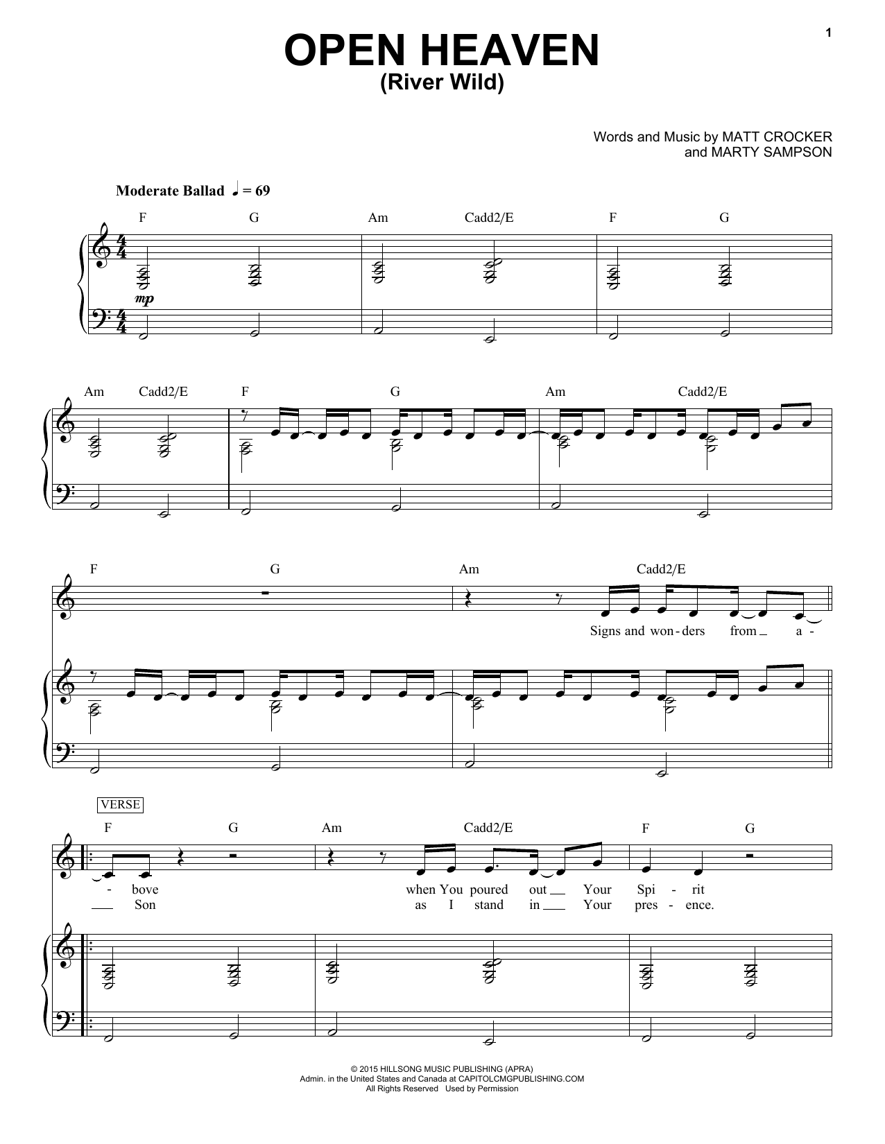 Hillsong Worship Open Heaven (River Wild) Sheet Music