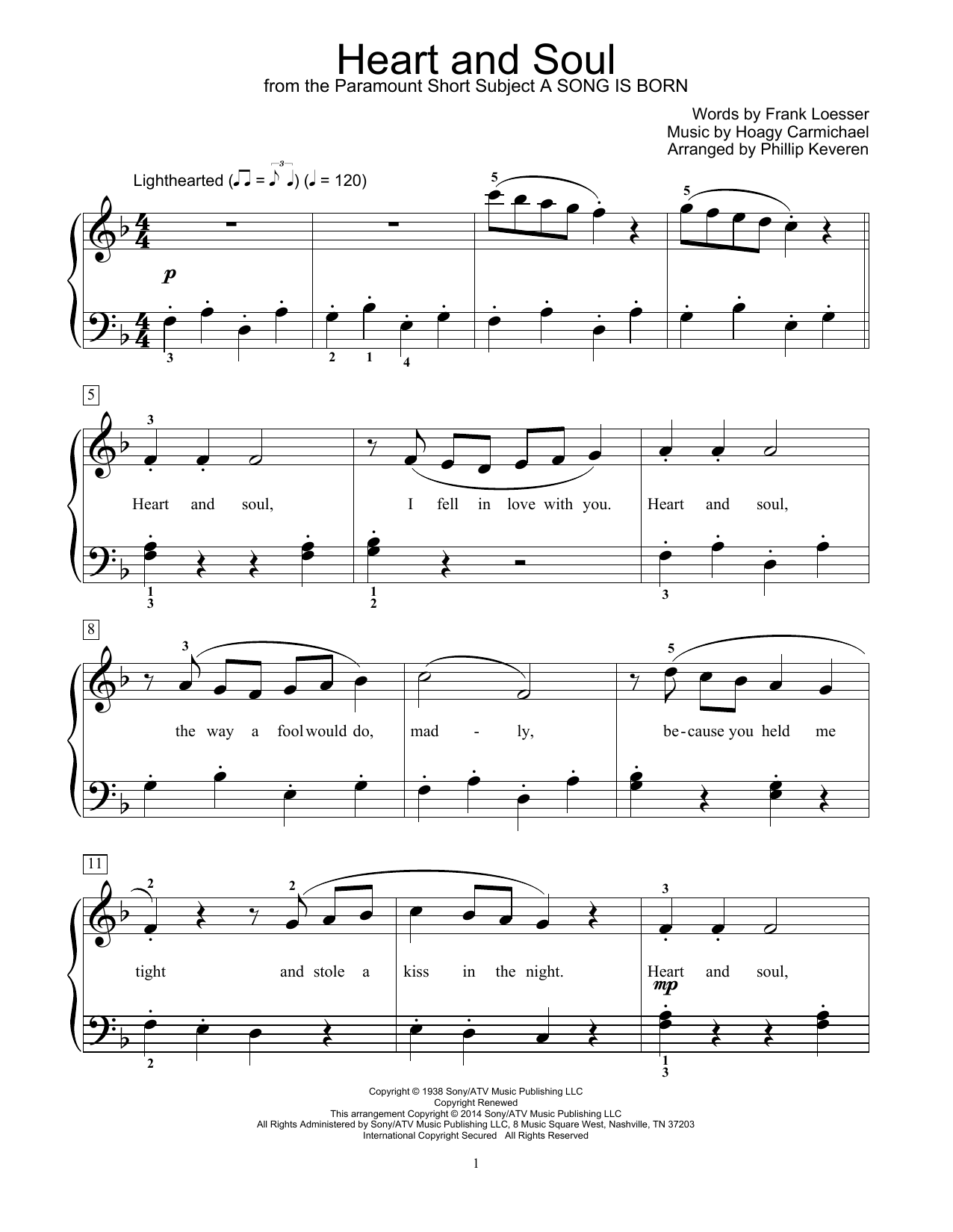 Hoagy Carmichael Heart And Soul (arr. Phillip Keveren) Sheet Music