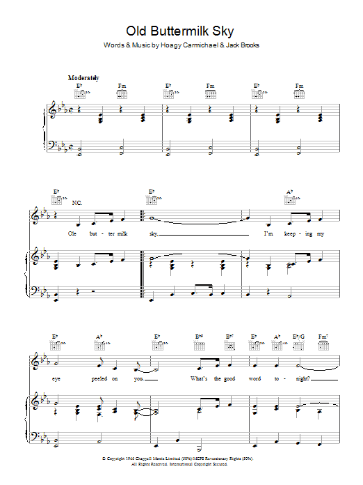 Hoagy Carmichael Old Buttermilk Sky Sheet Music