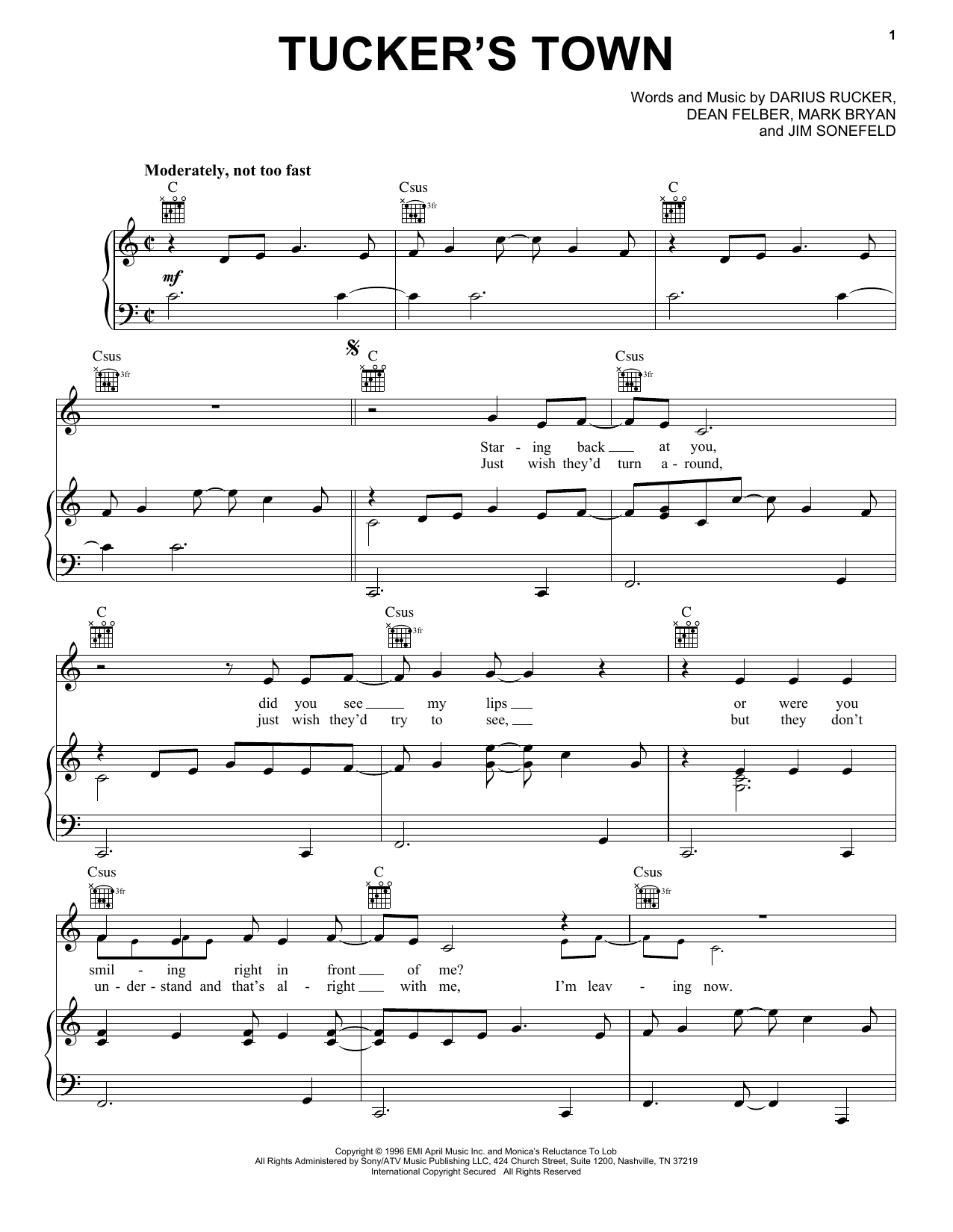 Hootie & The Blowfish Tucker's Town Sheet Music