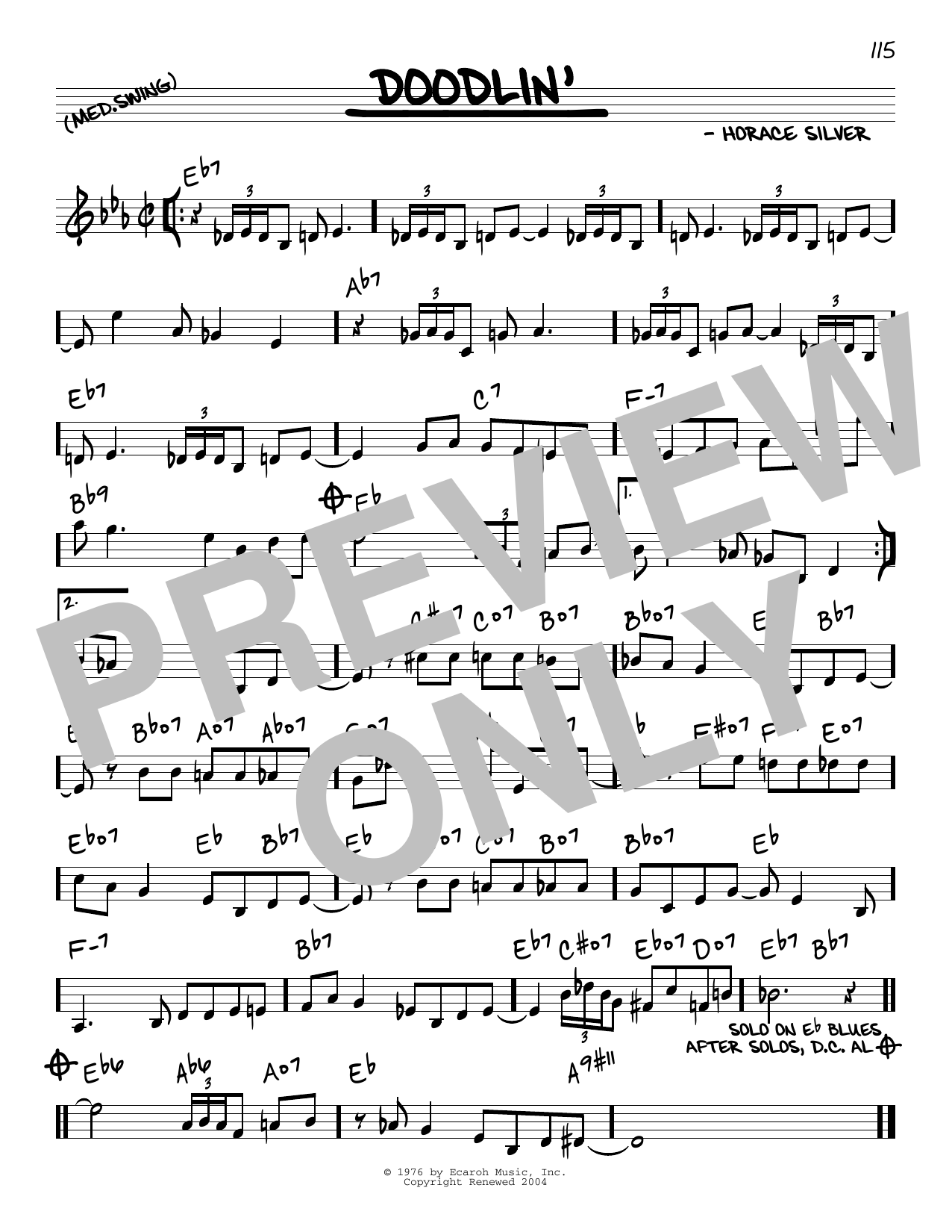 Horace Silver Doodlin' Sheet Music