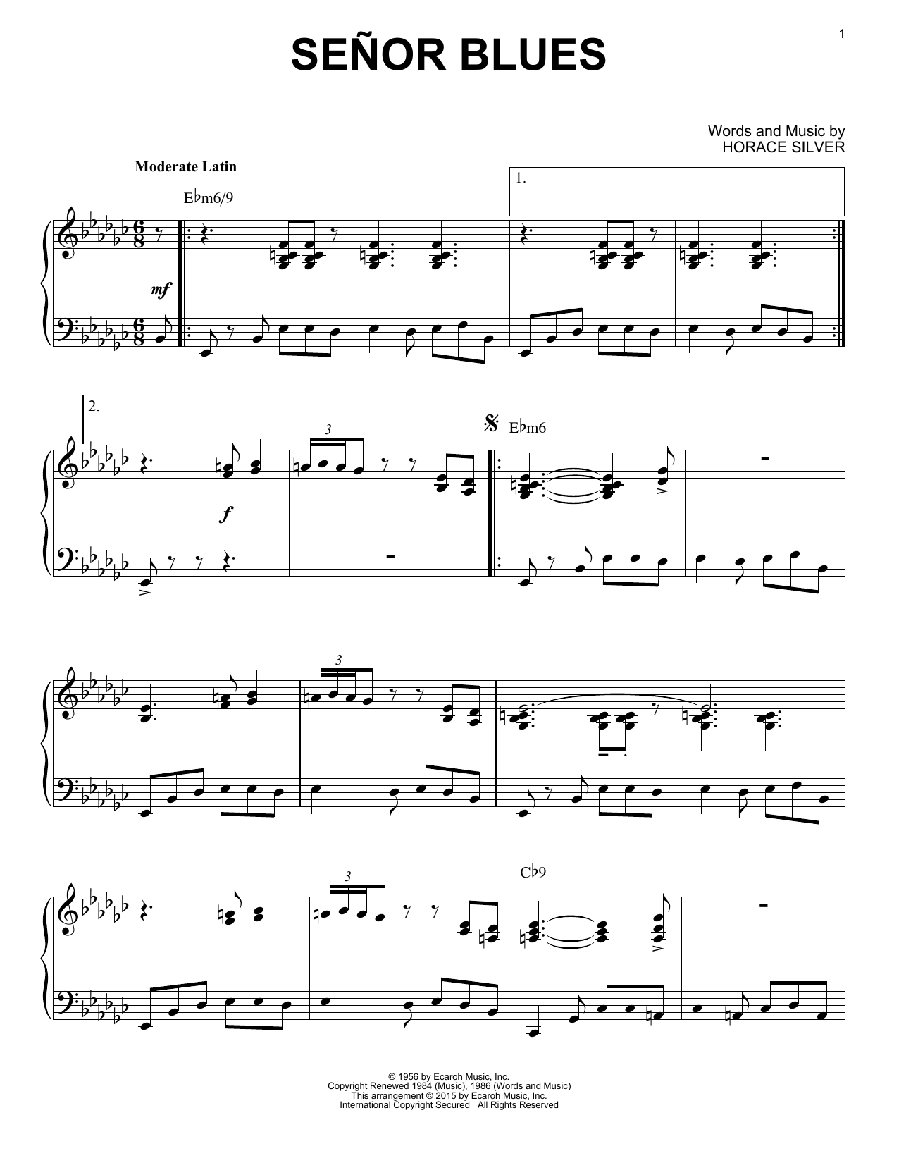 Horace Silver Señor Blues (arr. Brent Edstrom) Sheet Music