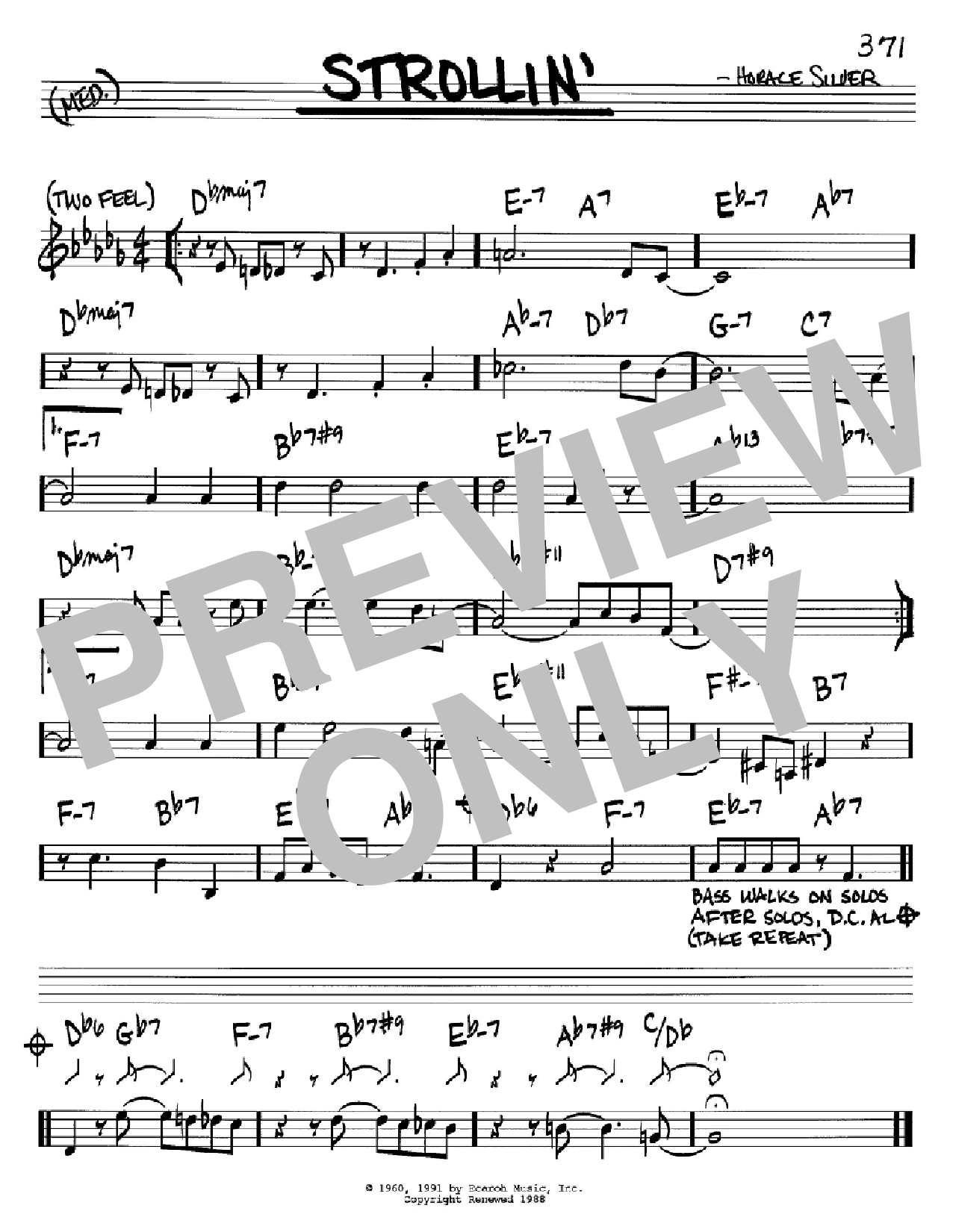 Horace Silver Strollin' Sheet Music