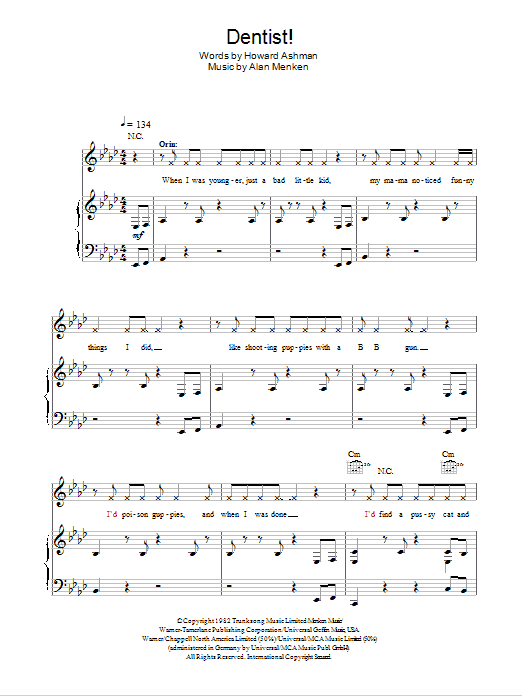 Howard Ashman Dentist! (from Little Shop of Horrors) Sheet Music