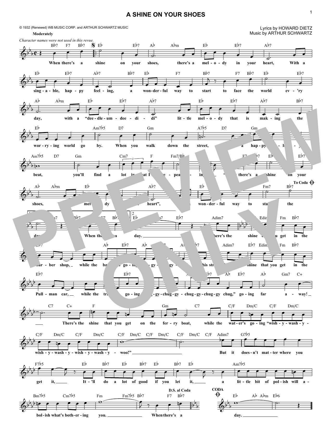 Howard Dietz A Shine On Your Shoes Sheet Music