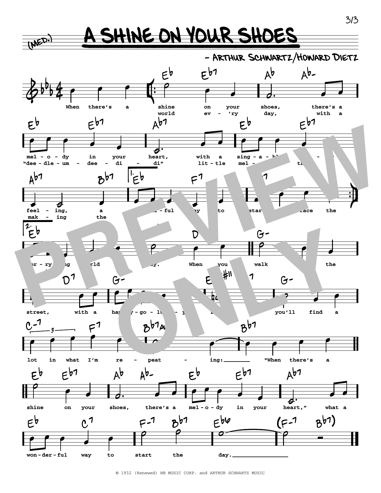 Howard Dietz and Arthur Schwartz A Shine On Your Shoes (High Voice) Sheet Music