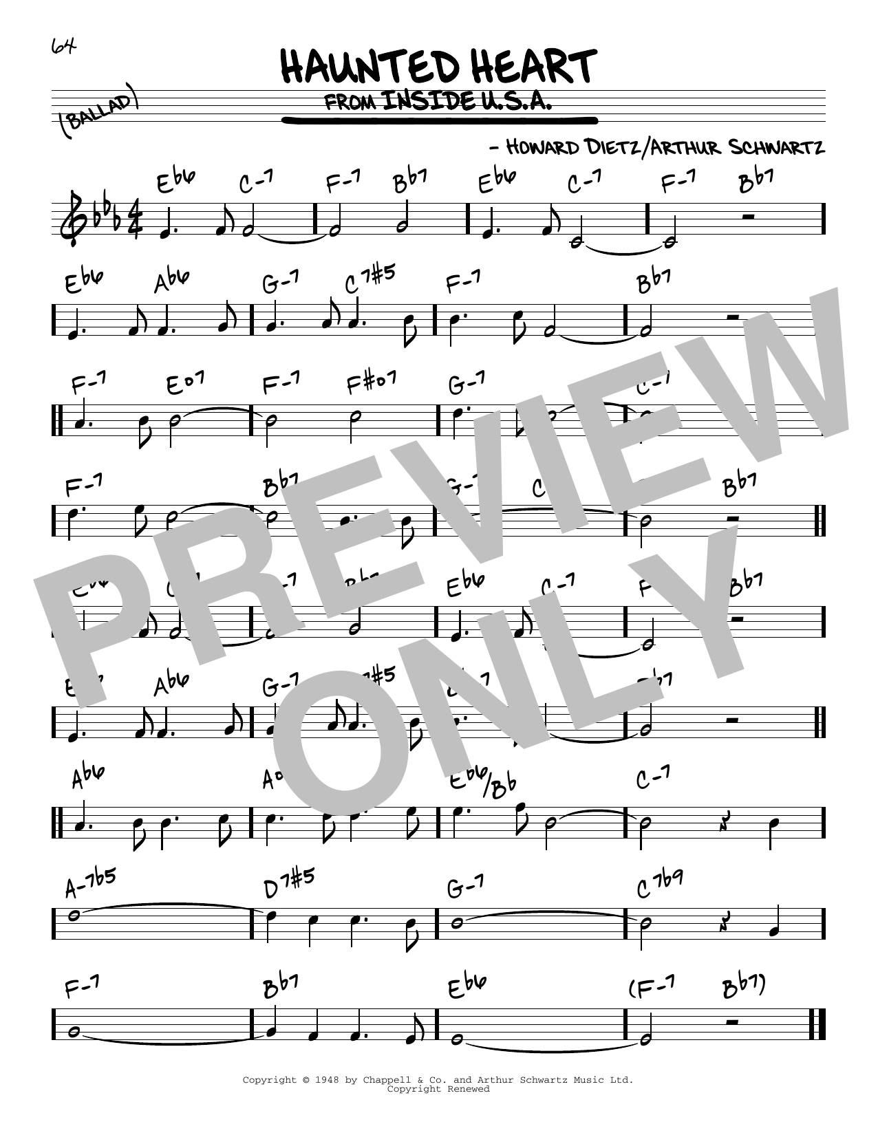 Howard Dietz Haunted Heart Sheet Music