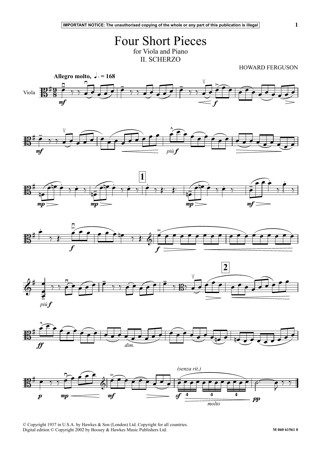 Howard Ferguson II. Scherzo (from Four Short Pieces) Sheet Music