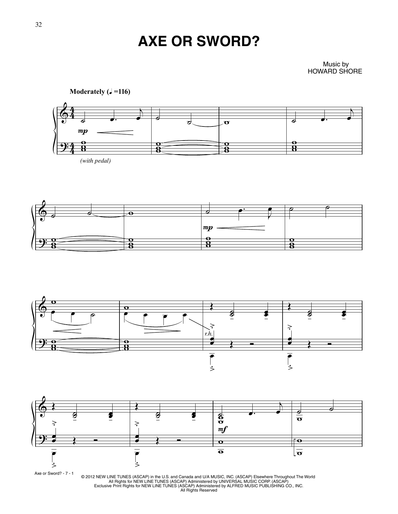 Howard Shore Axe Or Sword (from The Hobbit: An Unexpected Journey) Sheet Music