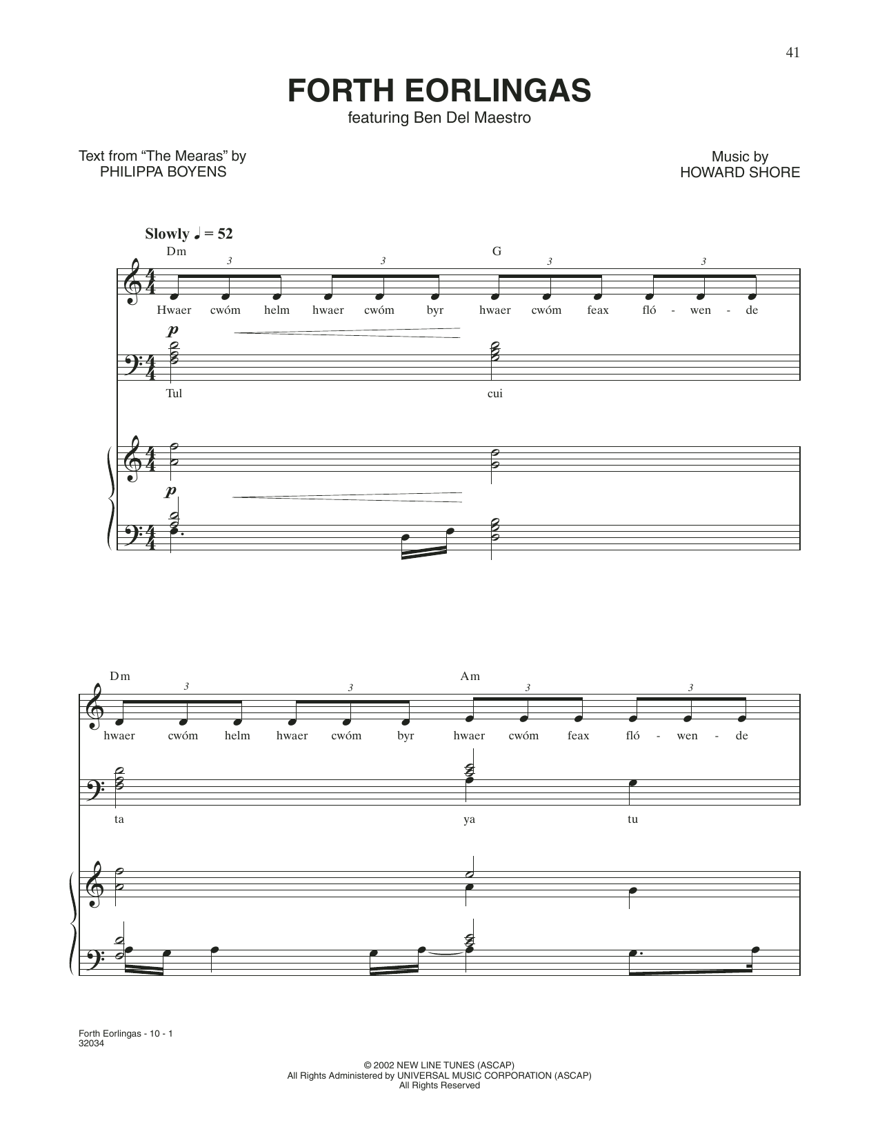 Howard Shore Forth Eorlingas (from The Lord Of The Rings: The Two Towers) Sheet Music