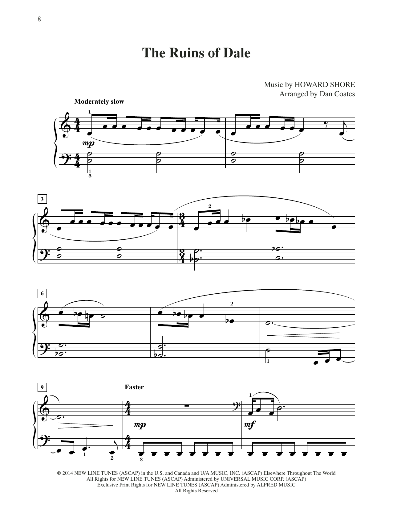 Howard Shore The Ruins Of Dale (from The Hobbit: The Battle of the Five Armies) (arr. Dan Coa Sheet Music