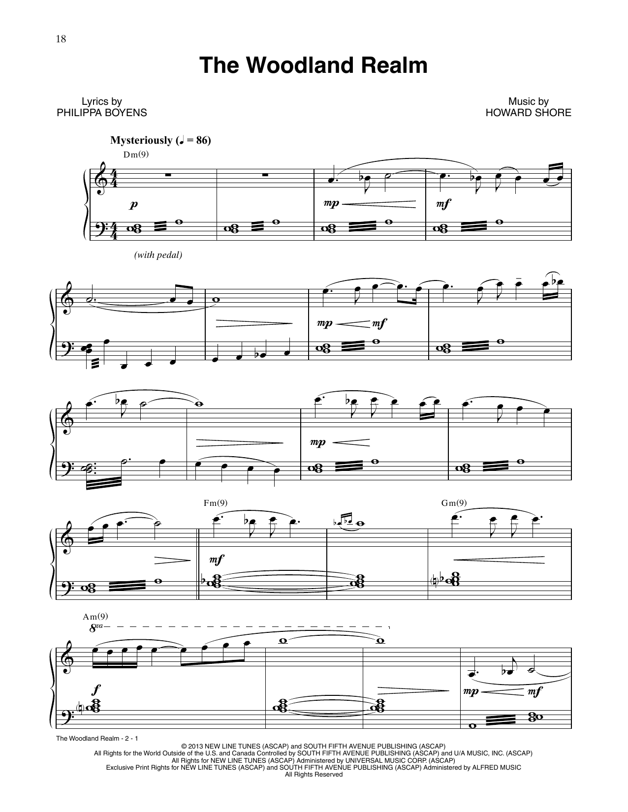 Howard Shore The Woodland Realm (from The Hobbit: The Desolation of Smaug) Sheet Music
