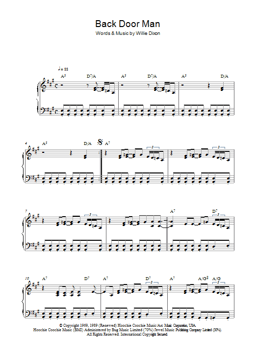 Howlin' Wolf Back Door Man Sheet Music