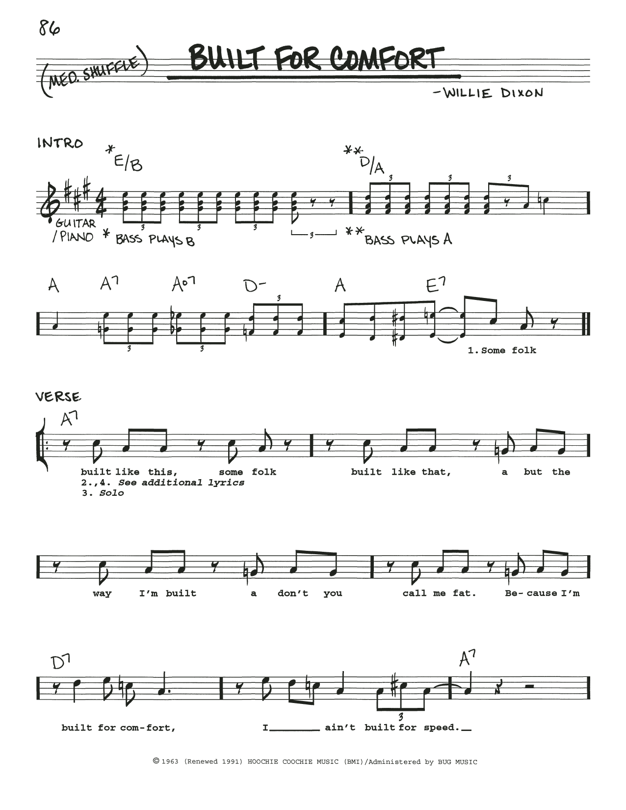 Howlin' Wolf Built For Comfort Sheet Music