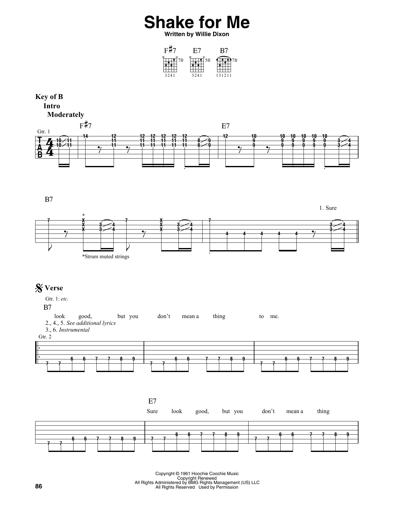 Howlin' Wolf Shake For Me Sheet Music