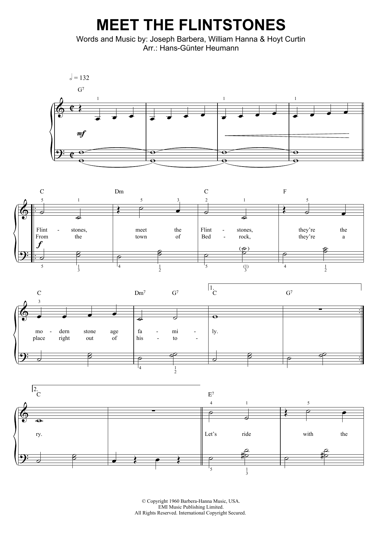 Hoyt Curtin (Meet The) Flintstones Sheet Music