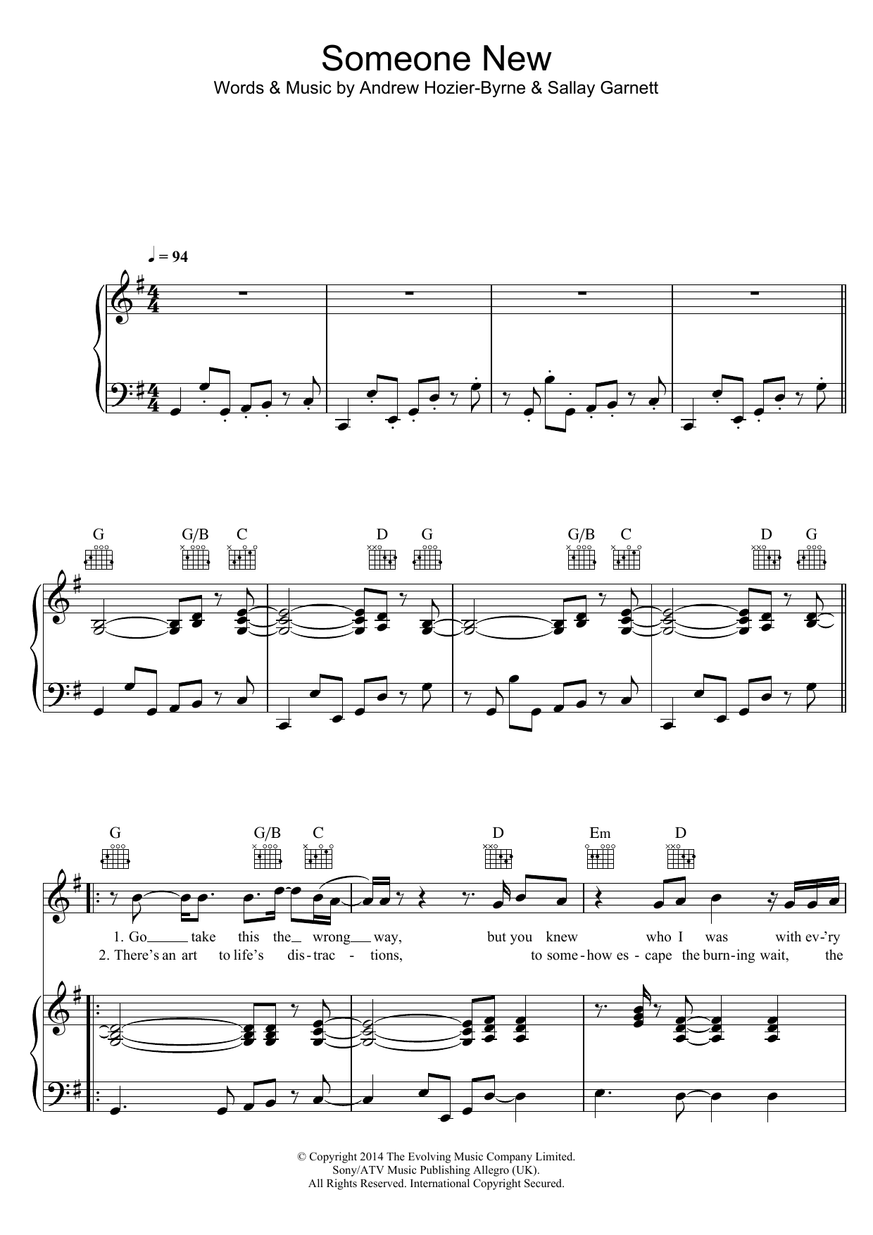 Hozier Someone New Sheet Music