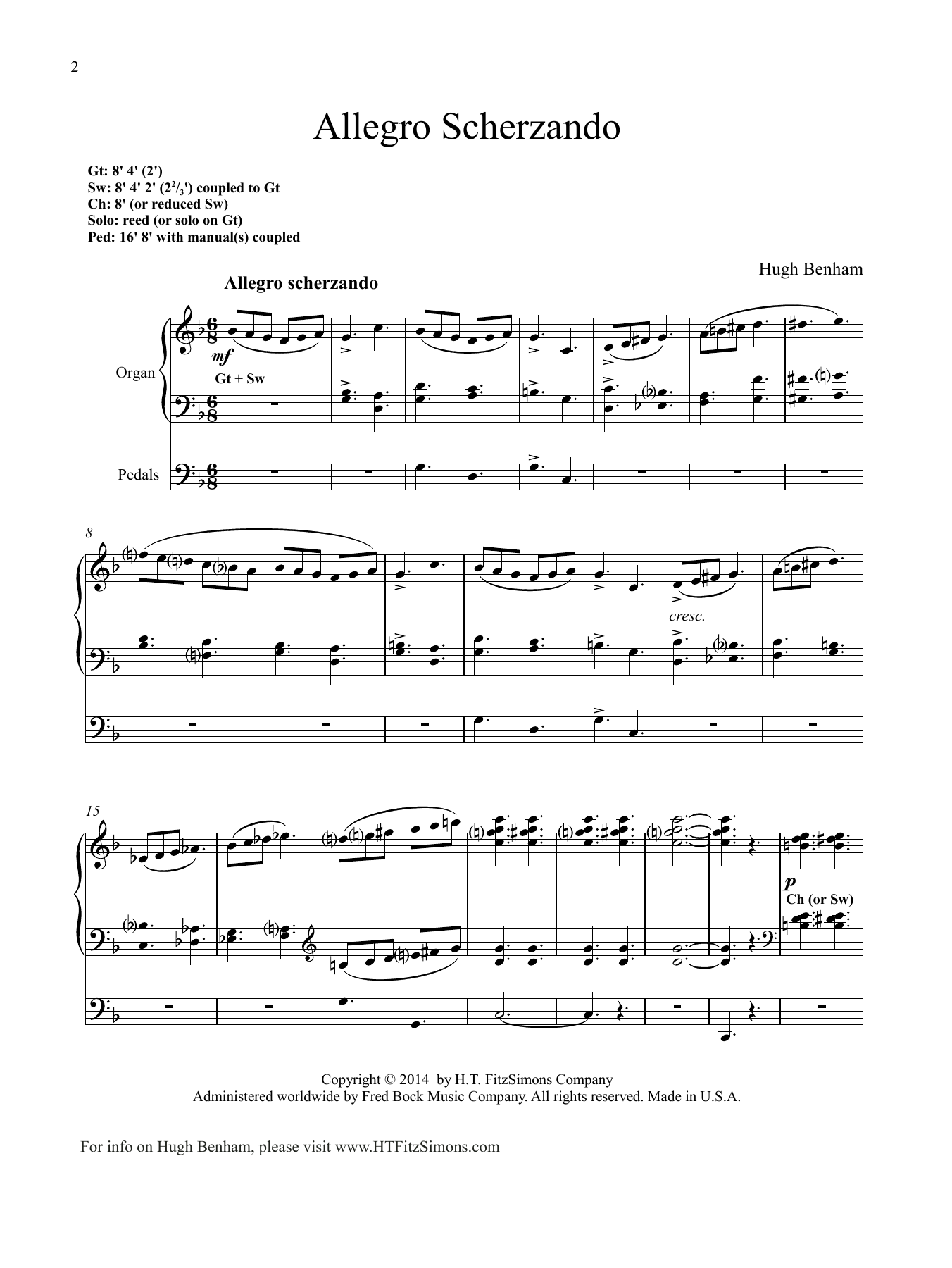 Hugh Benham Allegro Scherzando Sheet Music
