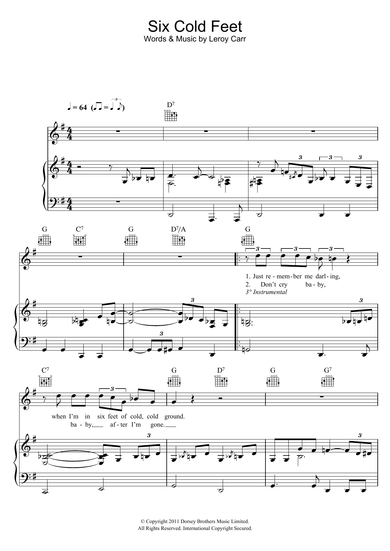 Hugh Laurie Six Cold Feet Of Ground Sheet Music