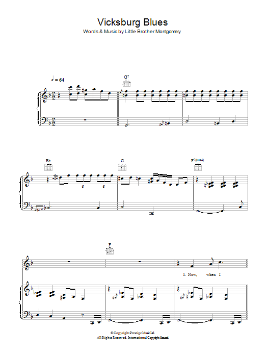 Hugh Laurie Vicksburg Blues Sheet Music