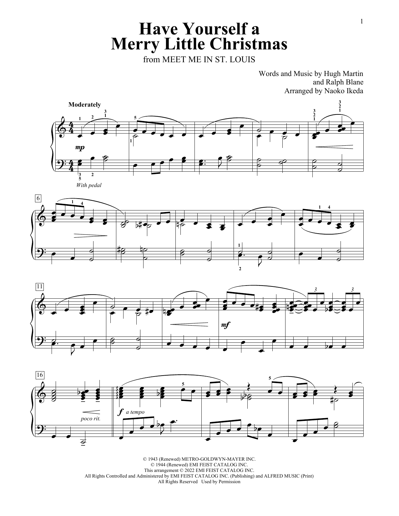 Hugh Martin Have Yourself A Merry Little Christmas (arr. Naoko Ikeda) Sheet Music