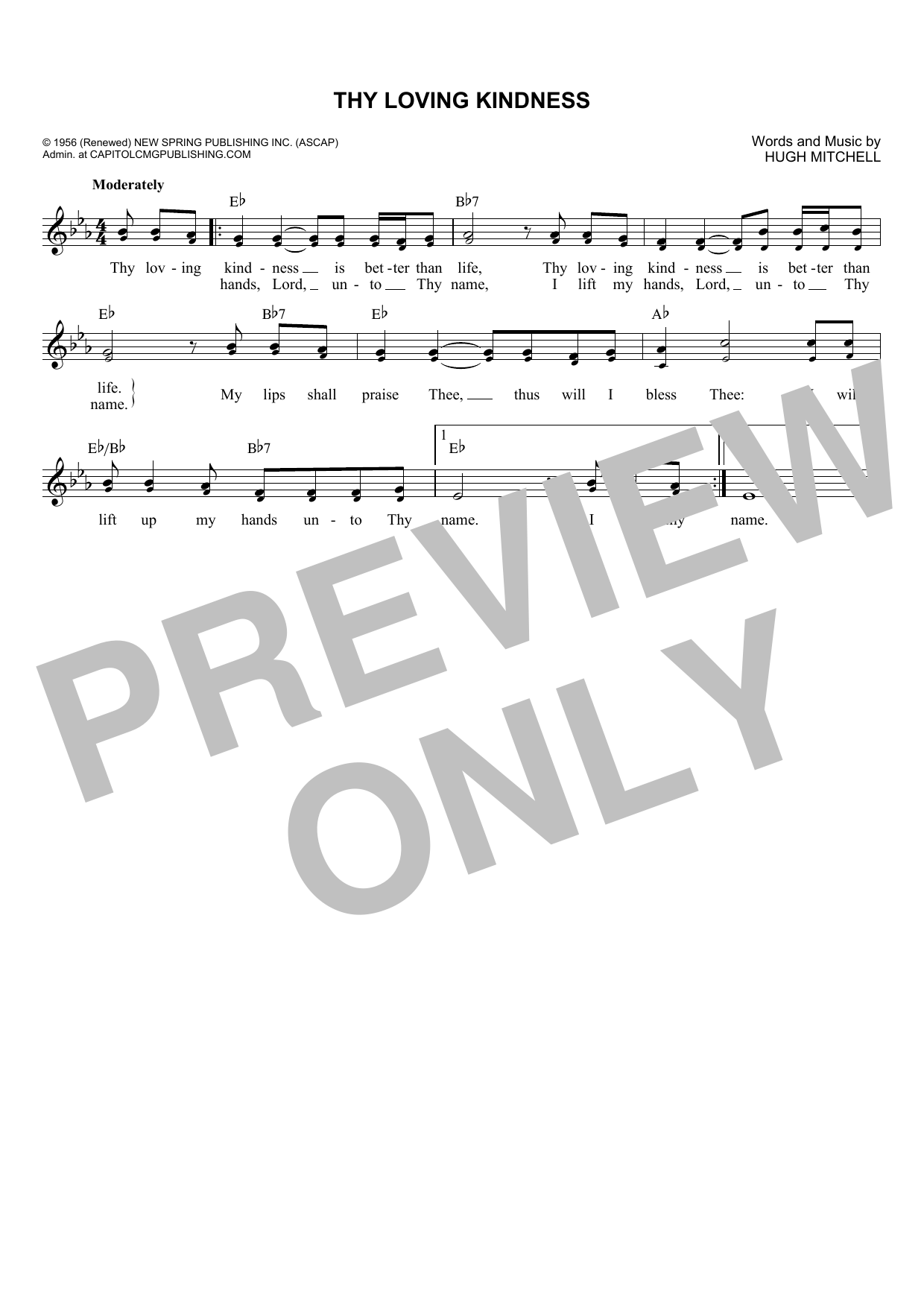 Hugh Mitchell Thy Loving Kindness Sheet Music