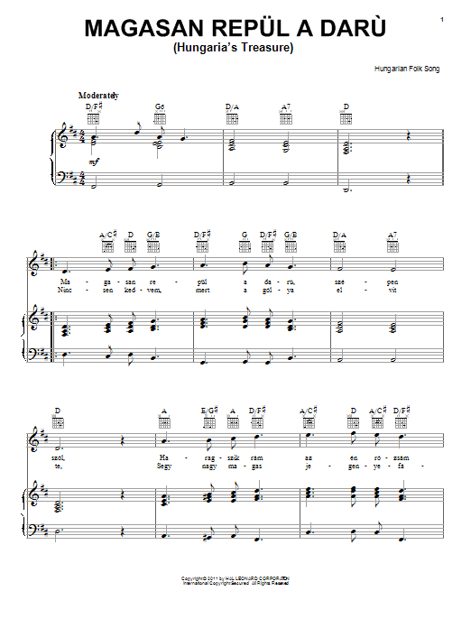 Hungarian Folksong Magasan Repul A Daru (Hungaria's Treasure) Sheet Music
