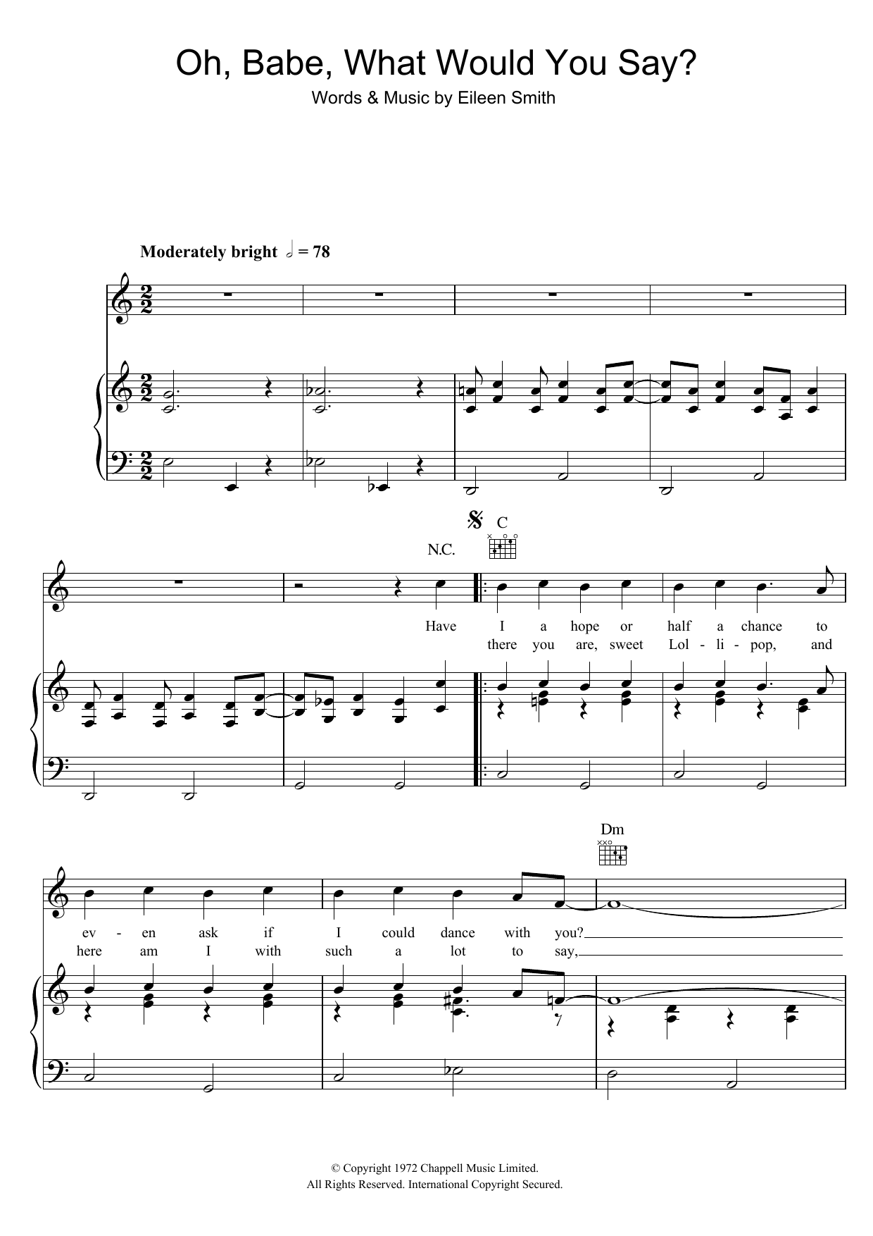 Hurricane Smith Oh, Babe, What Would You Say? Sheet Music