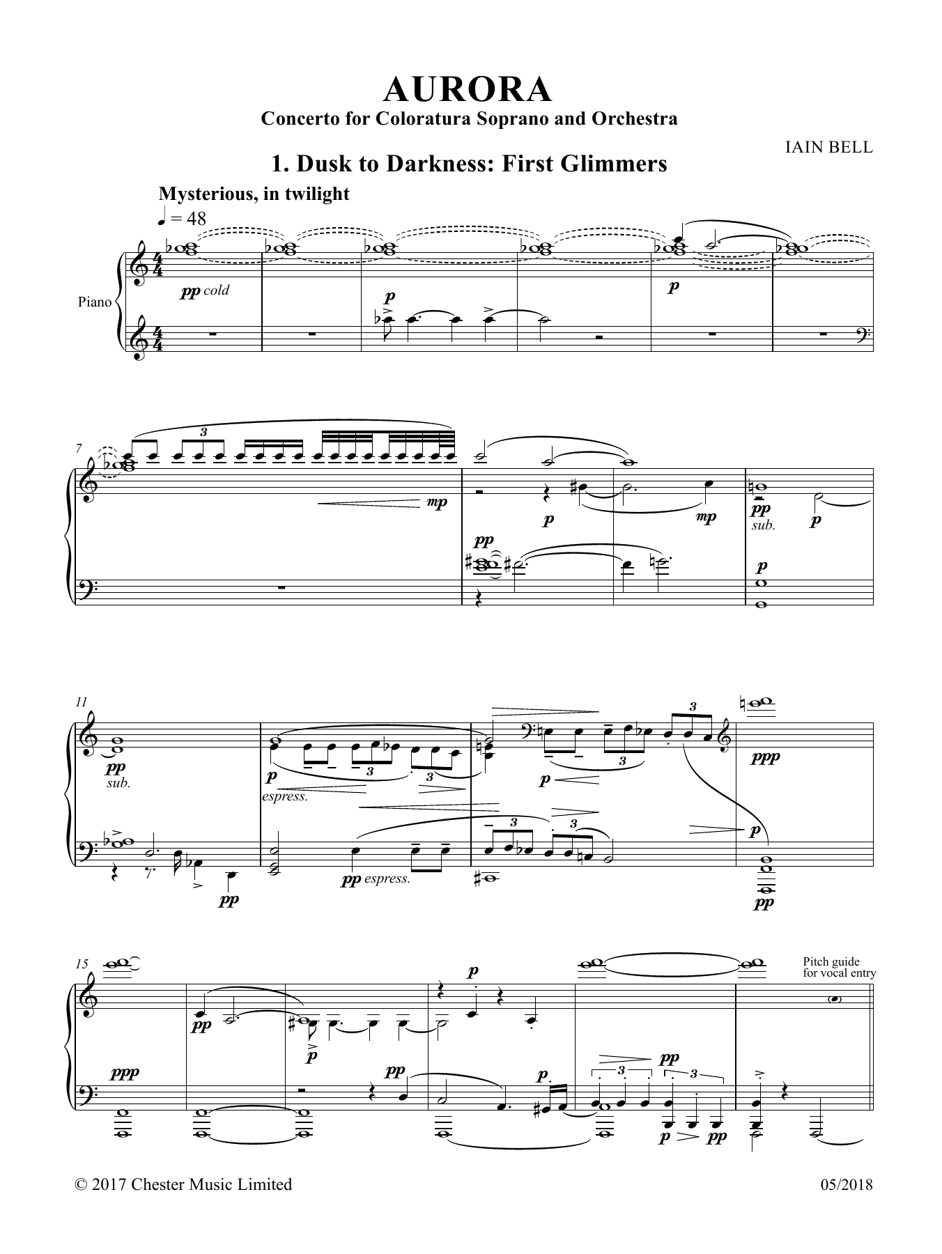 Iain Bell Aurora (Vocal score) Sheet Music