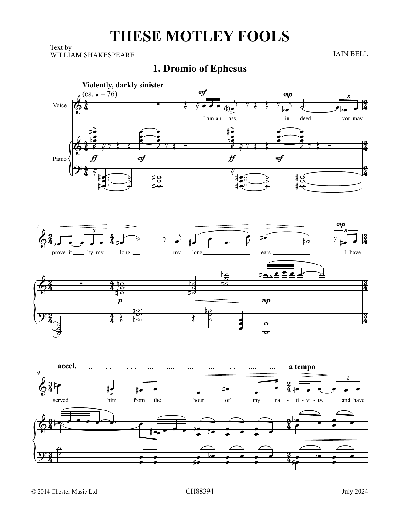 Iain Bell These Motley Fools Sheet Music
