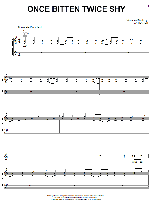 Ian Hunter Once Bitten Twice Shy Sheet Music
