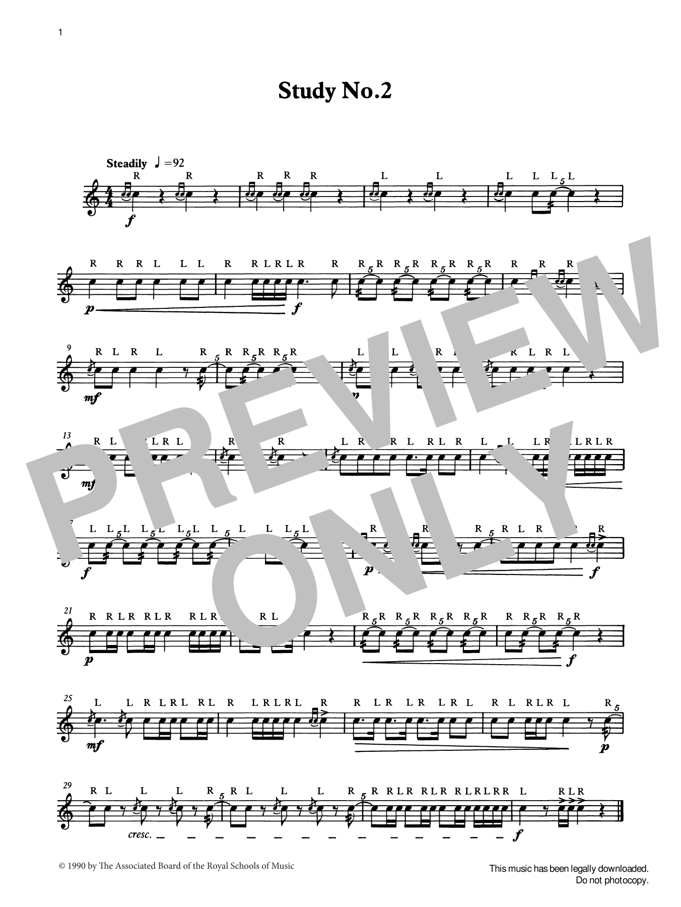 Ian Wright, Alwyn Green and Kevin Hathaway Study No.2 from Graded Music for Snare Drum, Book I Sheet Music