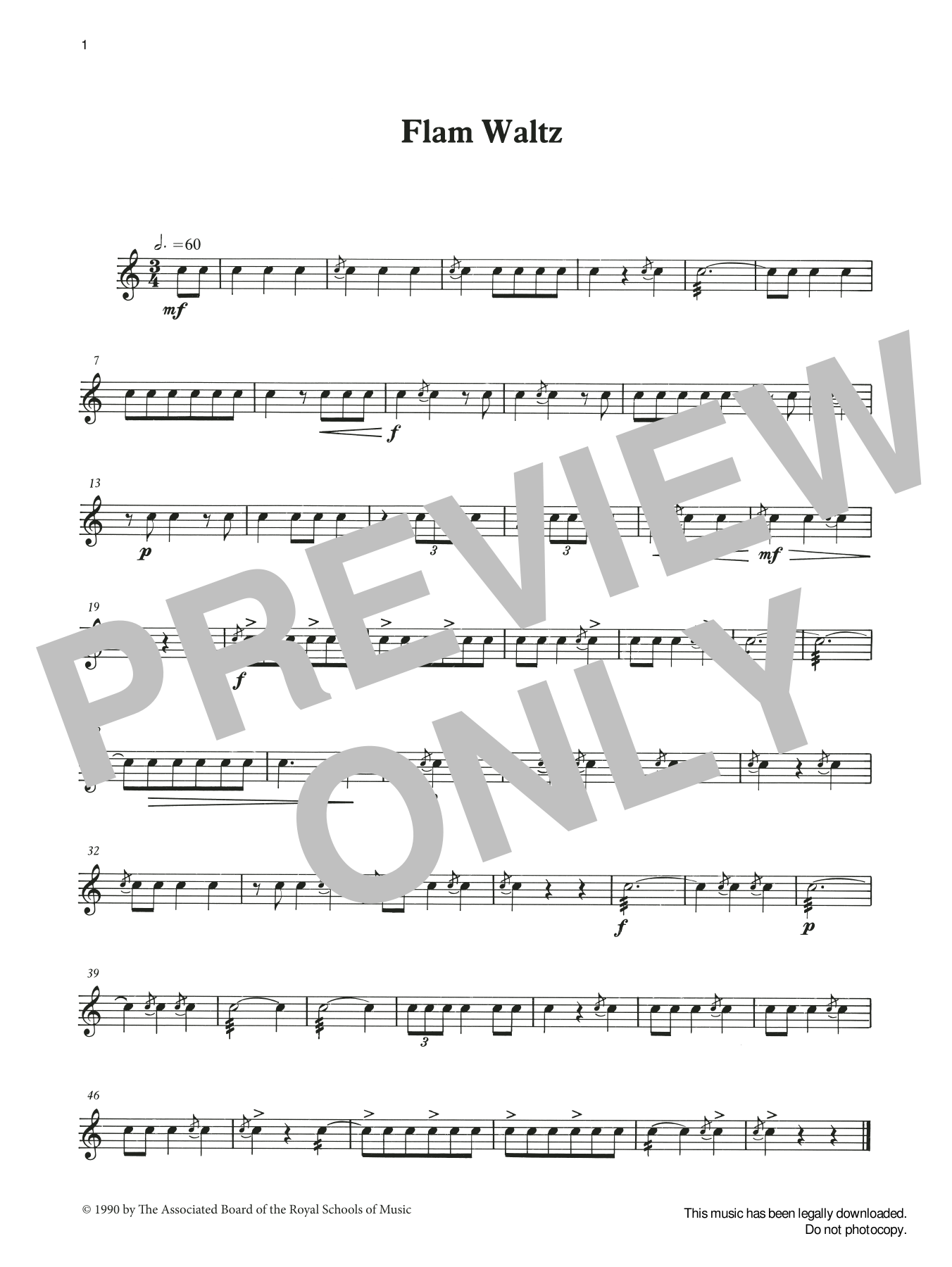 Ian Wright and Kevin Hathaway Flam Waltz from Graded Music for Snare Drum, Book II Sheet Music