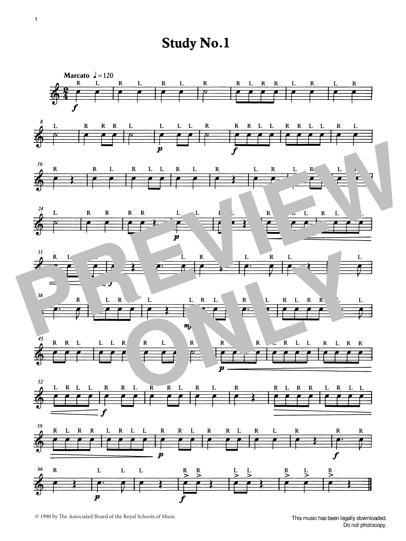 Ian Wright and Kevin Hathaway Study No.1 from Graded Music for Snare Drum, Book I Sheet Music