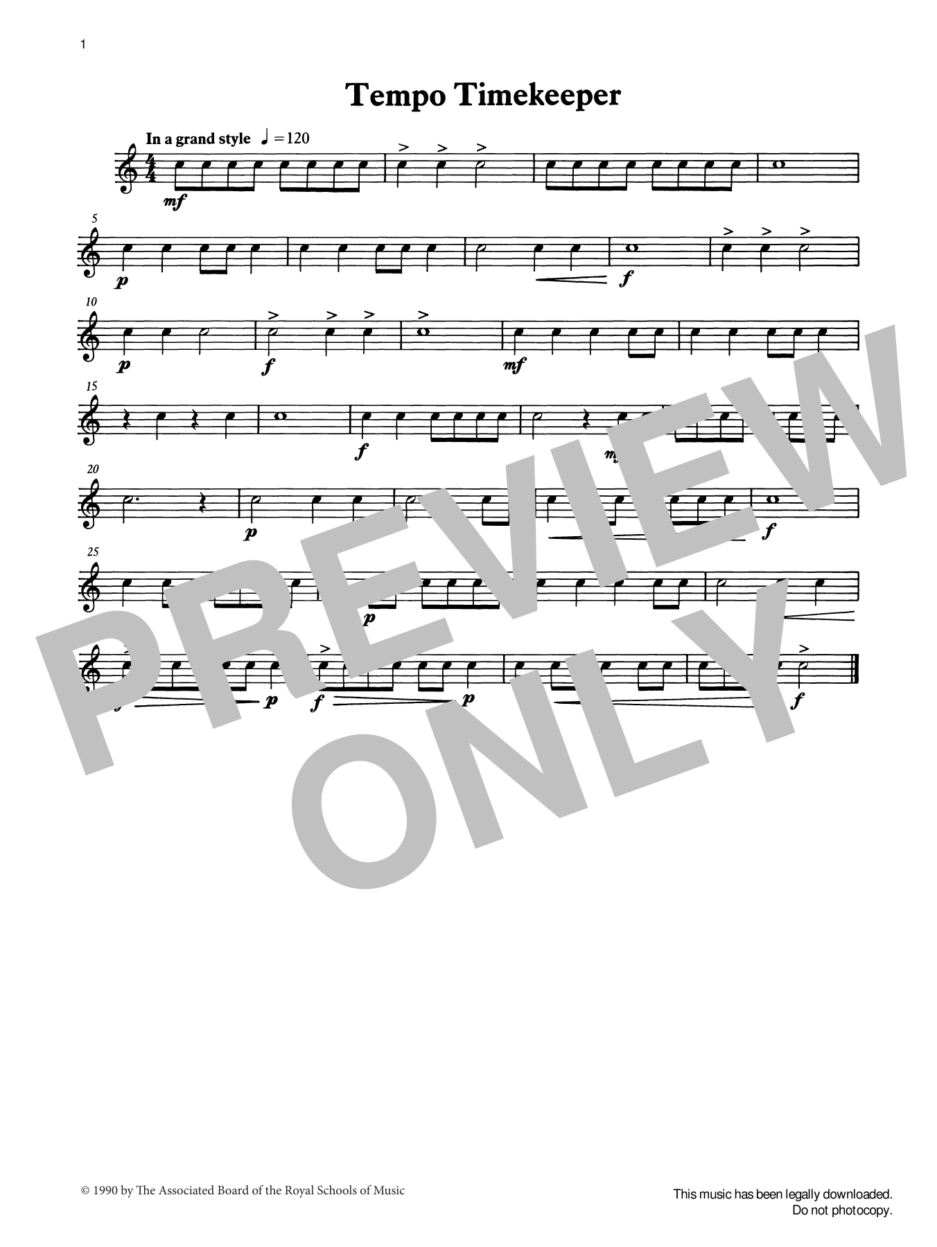 Ian Wright and Kevin Hathaway Tempo Timekeeper from Graded Music for Snare Drum, Book I Sheet Music